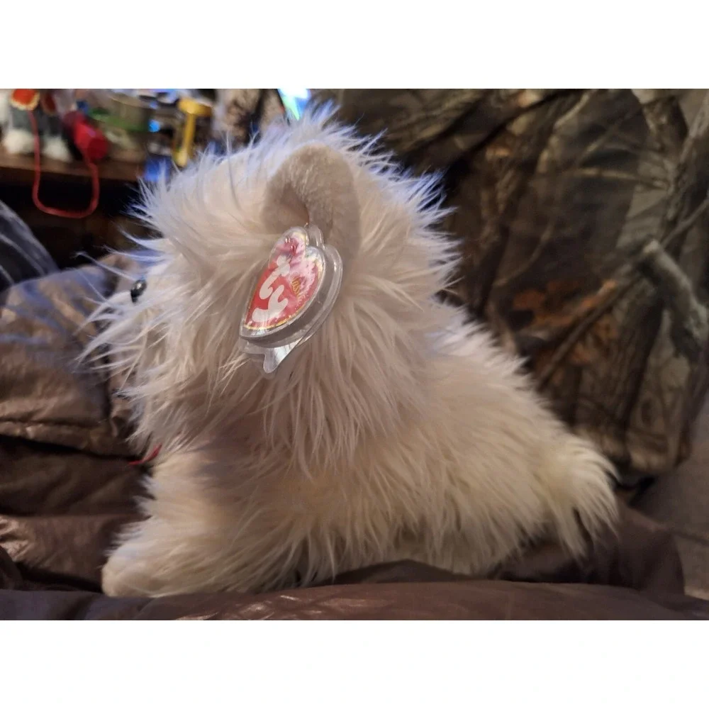 Ty Classic Fluffy White Dog Plush Named‎ MacDougal from 2001/ 12 INCHES